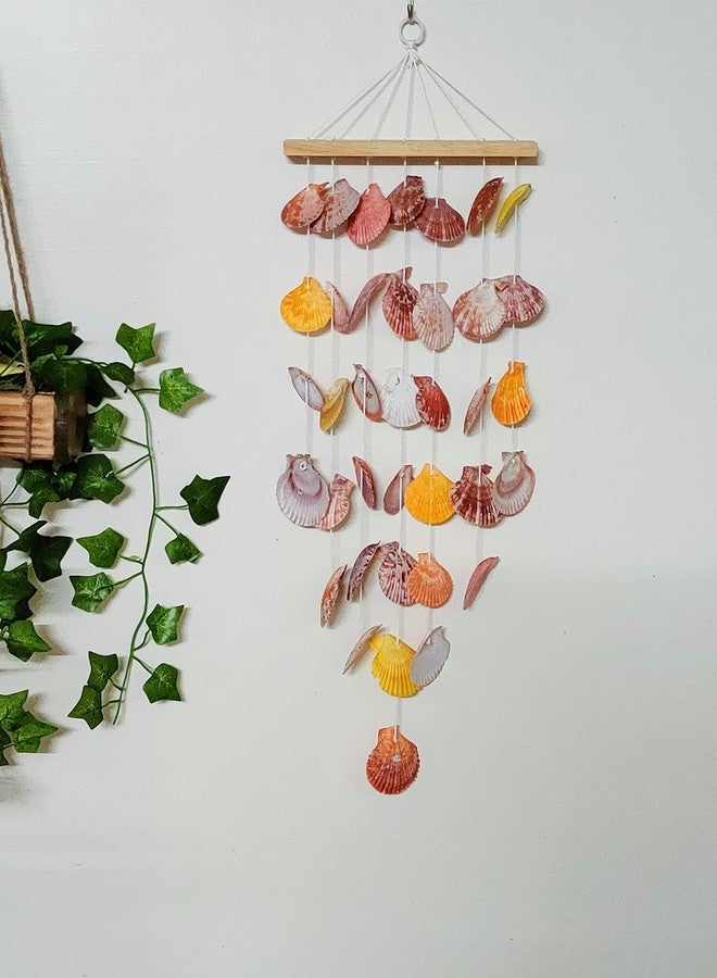 Shellkrafts جرس رياح من شيلكرافتس مصنوع من أصداف البحر الاصطناعية لتزيين المنزل | الشرفة والحديقة | صوت مطر هادئ وجلب الحظ السعيد وفقًا لفن الفاستو | يجلب الحظ السعيد | جرس خشبي ملون - Image 3